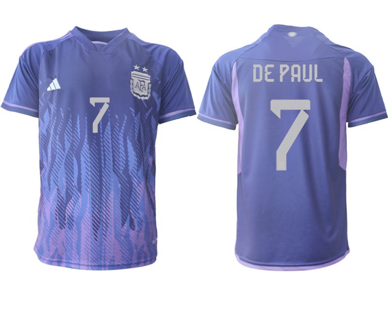 Men 2022 World Cup National Team Argentina away aaa version purple #7 Soccer Jersey->->Soccer Country Jersey